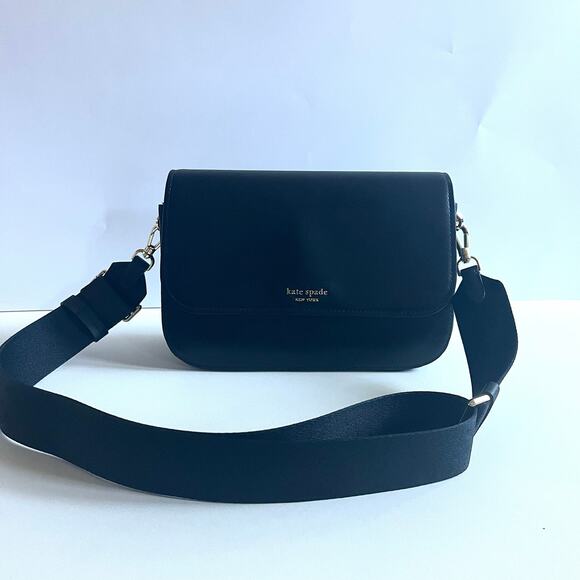 KATE SPADE Black Leather Crossbody Bag EUC - Picture 1 of 7